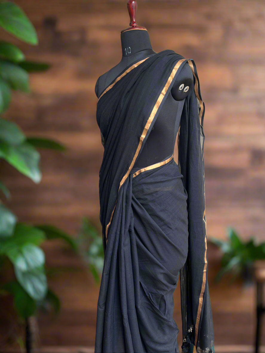 Mul Cotton Saree with zari border