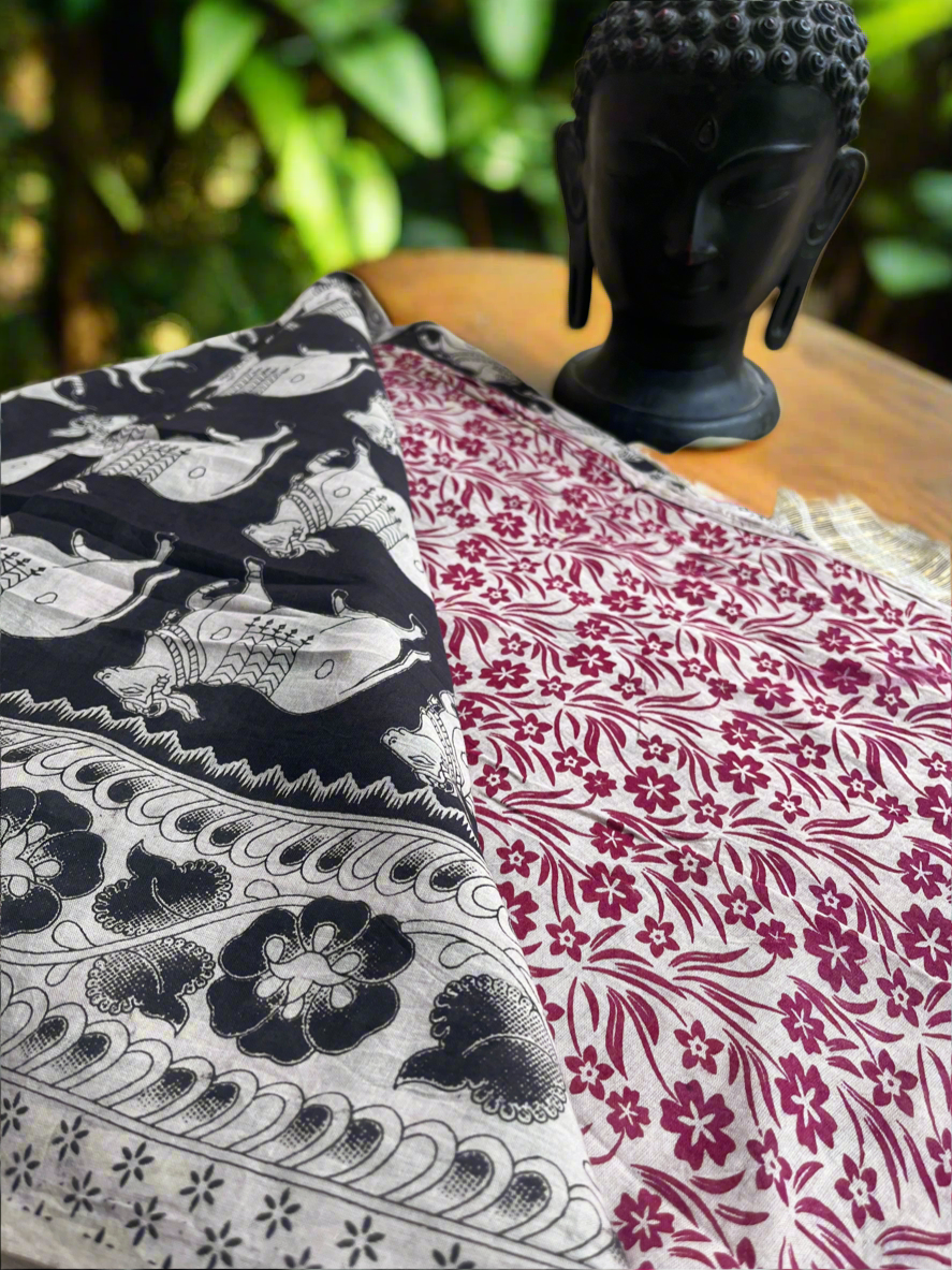 Kalamkari Mul Cotton Saree-Pichwai