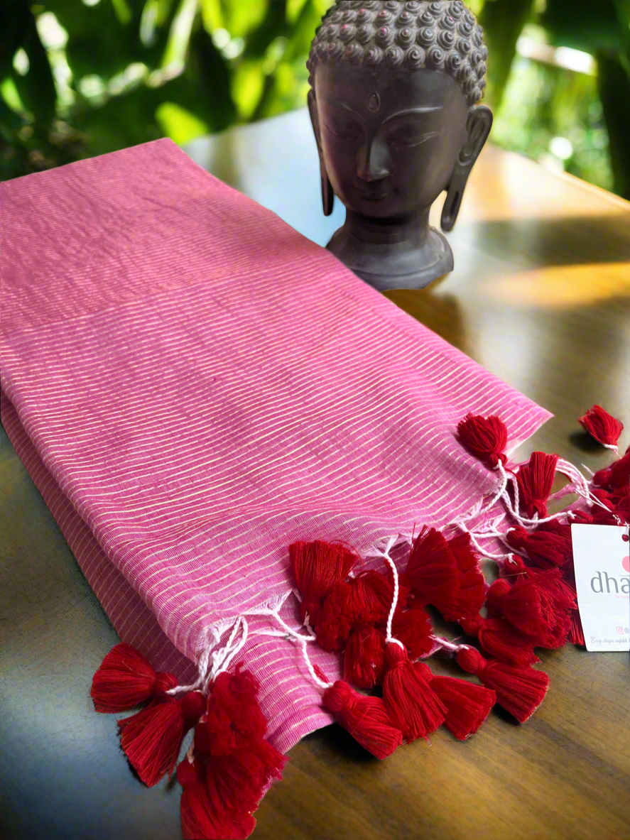 Mul Cotton Zari Stripes Saree