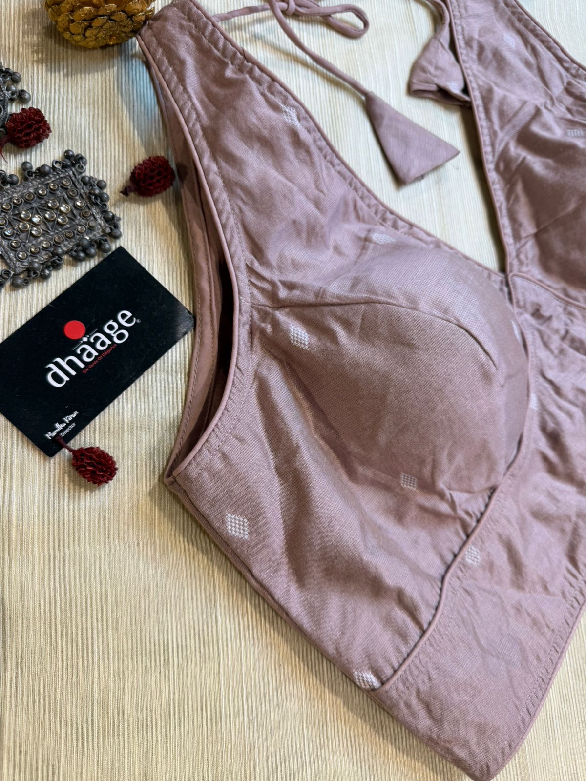 V-Cut Jamdani Silk Blouse (Padded)