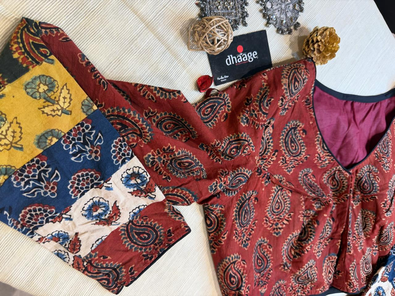 Pure Handblock Cotton Blouse (Full Sleeve, Non-Padded)