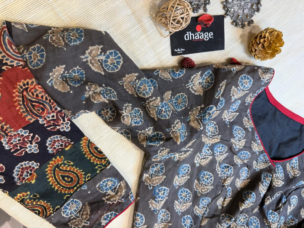 Pure Handblock Cotton Blouse (Full Sleeve, Non-Padded)