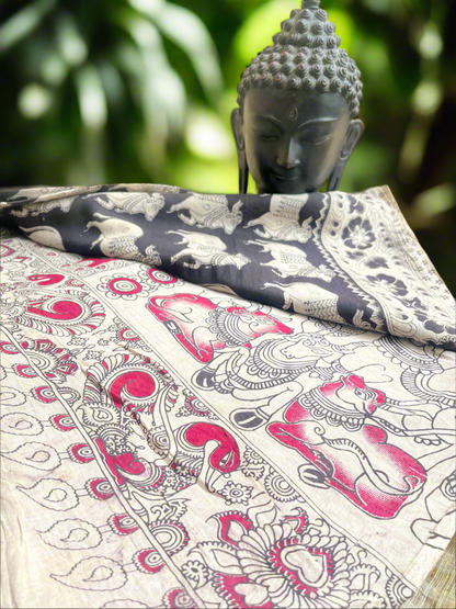 Kalamkari Mul Cotton Saree-Pichwai