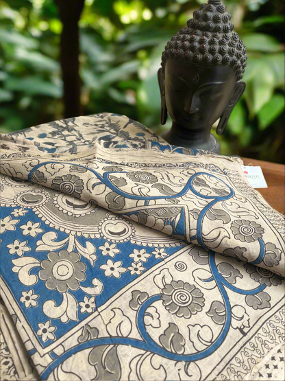 Kalamkari Bird Mul Cotton Saree
