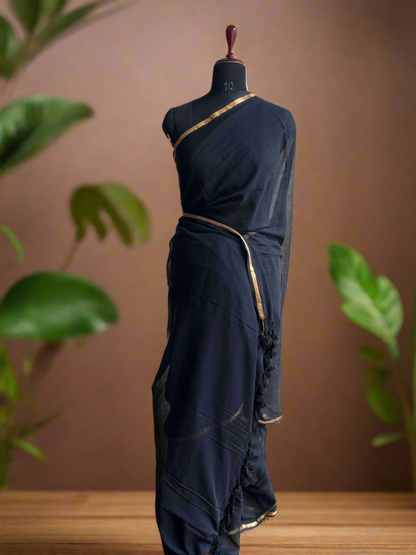 Mul Cotton Saree with zari border