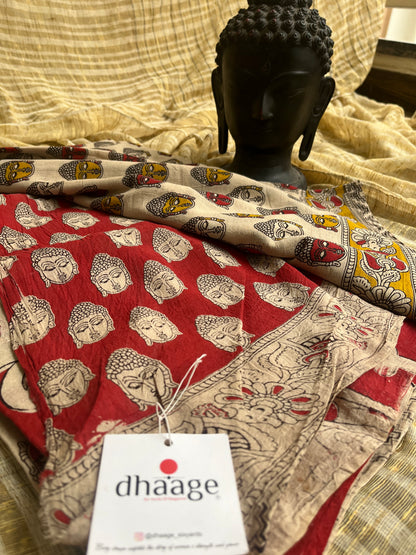 Kalamkari Mul Cotton Saree-Buddha