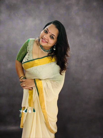 Onam Special Pure Mul Cotton Saree