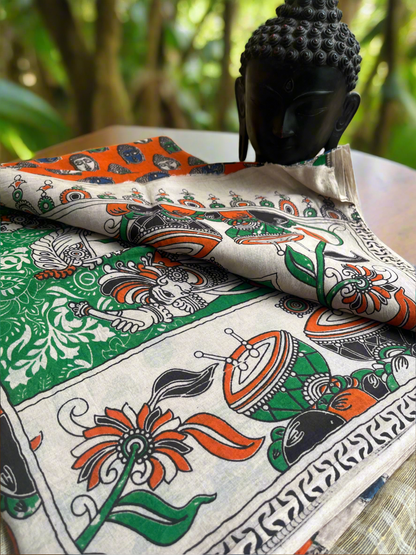 Kalamkari Buddha Mul Cotton Saree