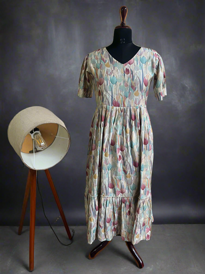 Printed Chanderi Silk Dress