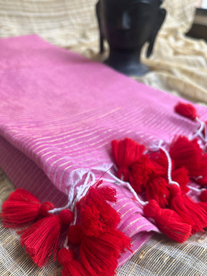 Mul Cotton Zari Stripes Saree