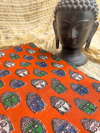 Kalamkari Buddha Mul Cotton Saree