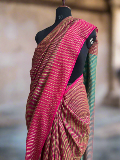 Party Wear Pure Mul Cotton Zari Checks