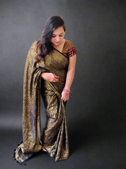 Party wear zari mul cotton saree