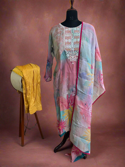 Pure Organza party wear Kurti Set