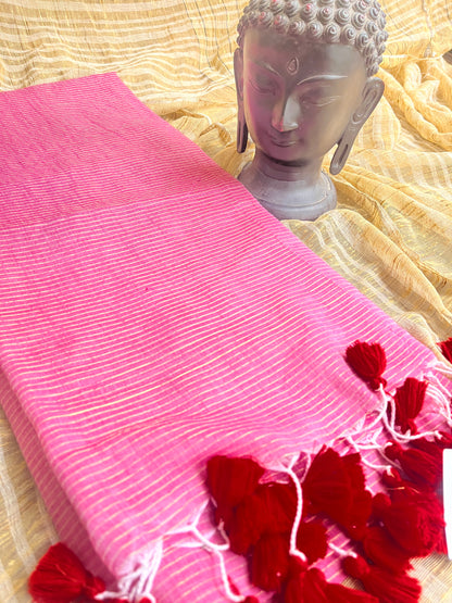 Mul Cotton Zari Stripes Saree