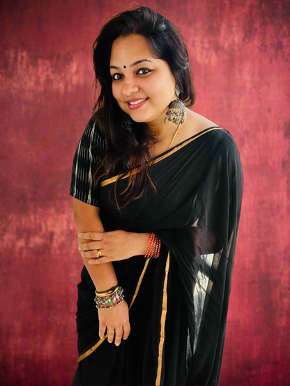 Mul Cotton Saree with zari border