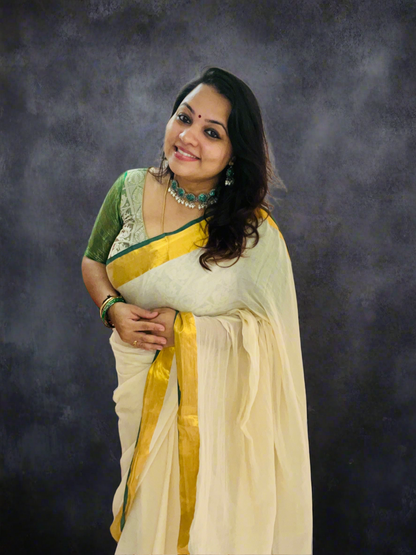 Onam Special Pure Mul Cotton Saree