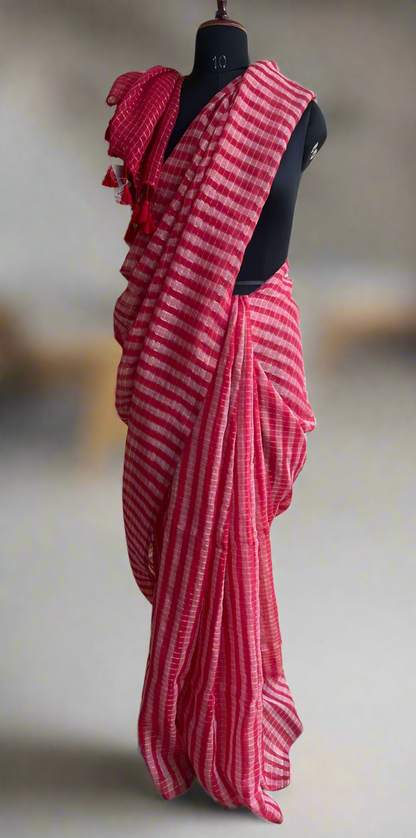 Pure Mul Cotton Zari checks Saree