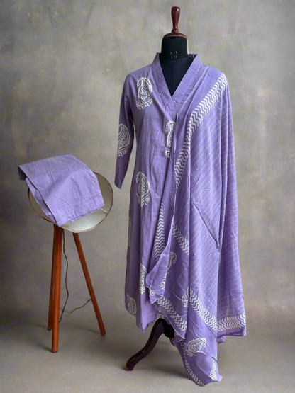 Mul cotton mirror work kurti set