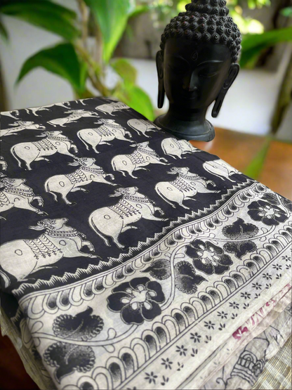 Kalamkari Mul Cotton Saree-Pichwai