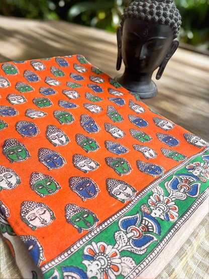 Kalamkari Buddha Mul Cotton Saree