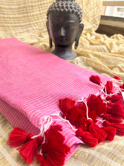 Mul Cotton Zari Stripes Saree