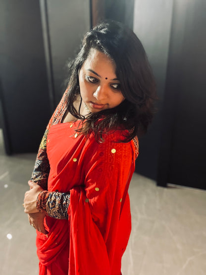 Sequin Pure Mul Cotton Saree