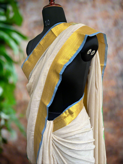 Onam Special Pure Mul Cotton Saree