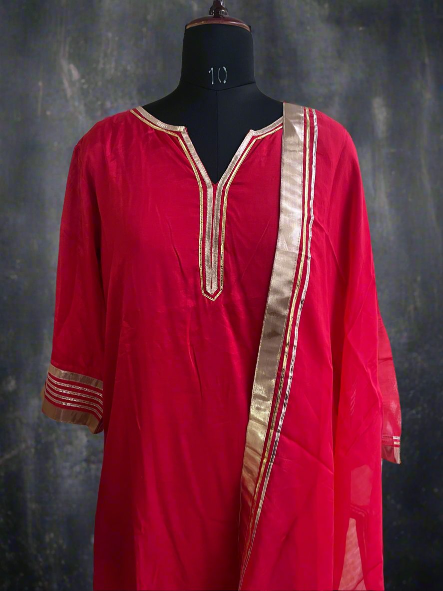 Silk Gota Kurti Set