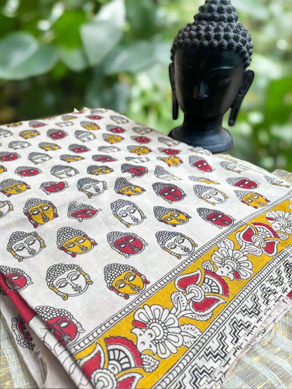 Kalamkari Mul Cotton Saree-Buddha