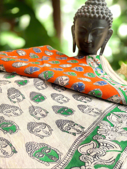 Kalamkari Buddha Mul Cotton Saree