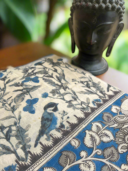 Kalamkari Bird Mul Cotton Saree