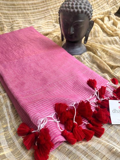 Mul Cotton Zari Stripes Saree