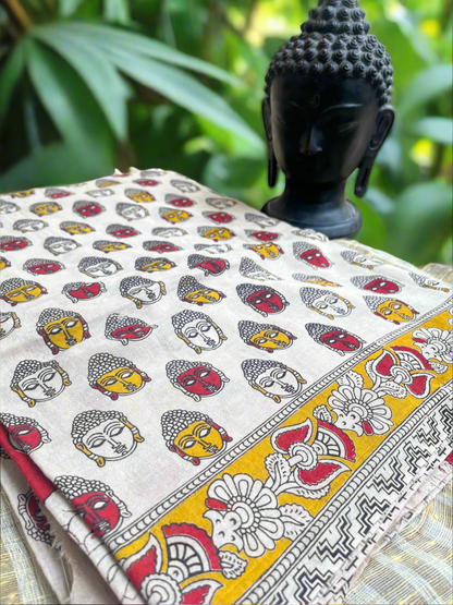 Kalamkari Mul Cotton Saree-Buddha