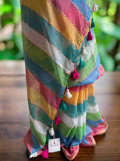 Rainbow Pure Mul Cotton Saree