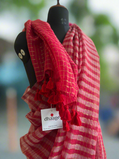 Pure Mul Cotton Zari checks Saree