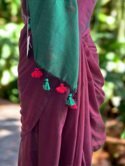 Pure Khadi Cotton Saree with contrast