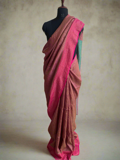 Party Wear Pure Mul Cotton Zari Checks