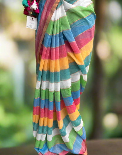 Rainbow Pure Mul Cotton Saree