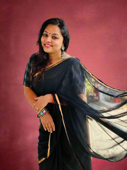 Mul Cotton Saree with zari border