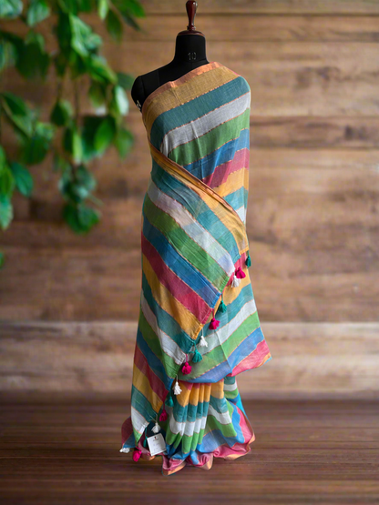 Rainbow Pure Mul Cotton Saree