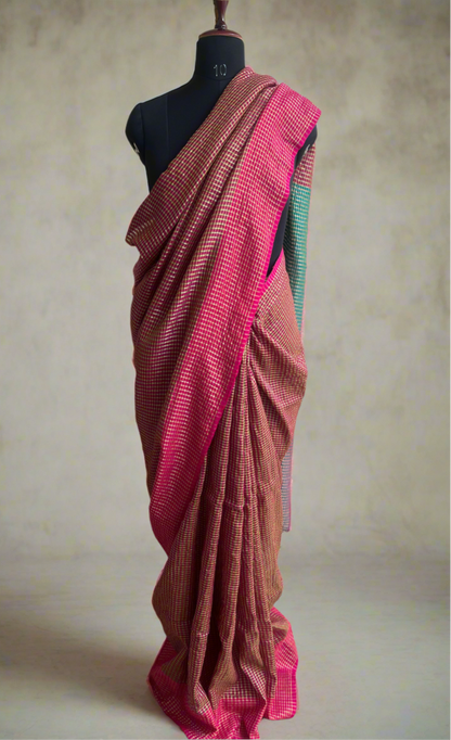 Party Wear Pure Mul Cotton Zari Checks