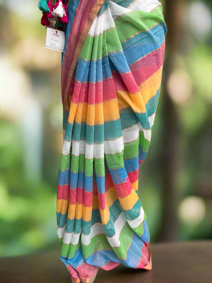 Rainbow Pure Mul Cotton Saree
