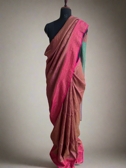 Party Wear Pure Mul Cotton Zari Checks