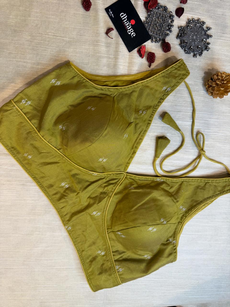 V-Cut Jamdani Silk Blouse (Padded)