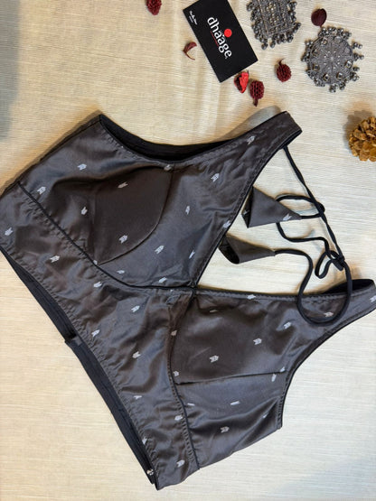 V-Cut Jamdani Silk Blouse (Padded)