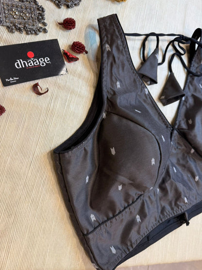 V-Cut Jamdani Silk Blouse (Padded)