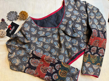 Pure Handblock Cotton Blouse (Full Sleeve, Non-Padded)