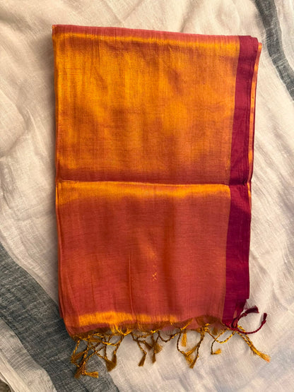 Plain Khadi tissue saree