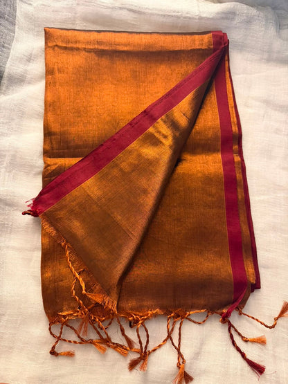 Plain Khadi tissue saree